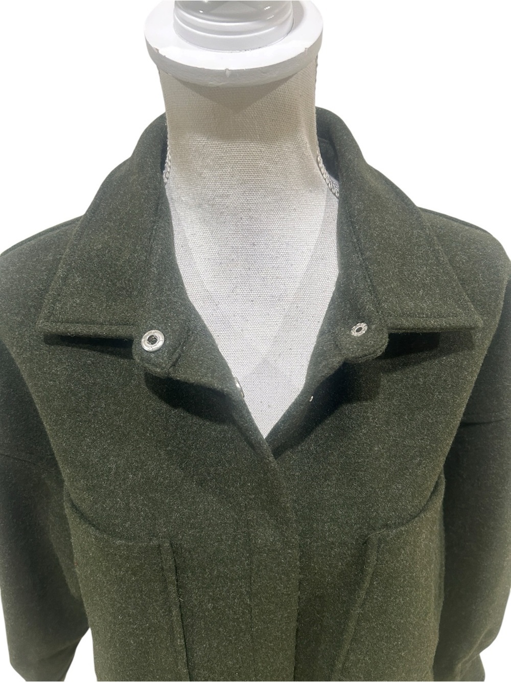 Merokeety Olive Green button down shirt jacket Shacket chest Pockets size medium - Picture 4 of 8